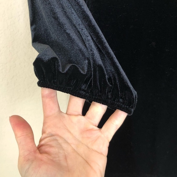 New Halogen Black Velour 3/4 Sleeve Blouse - Picture 4 of 10